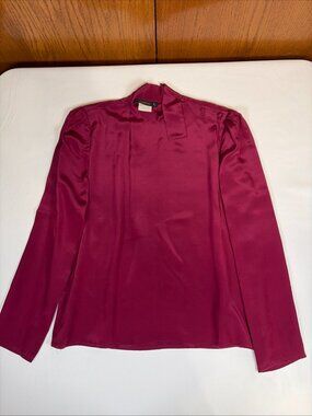 Bijou Long Sleeve Blouse Shirt Women's 8 Wine